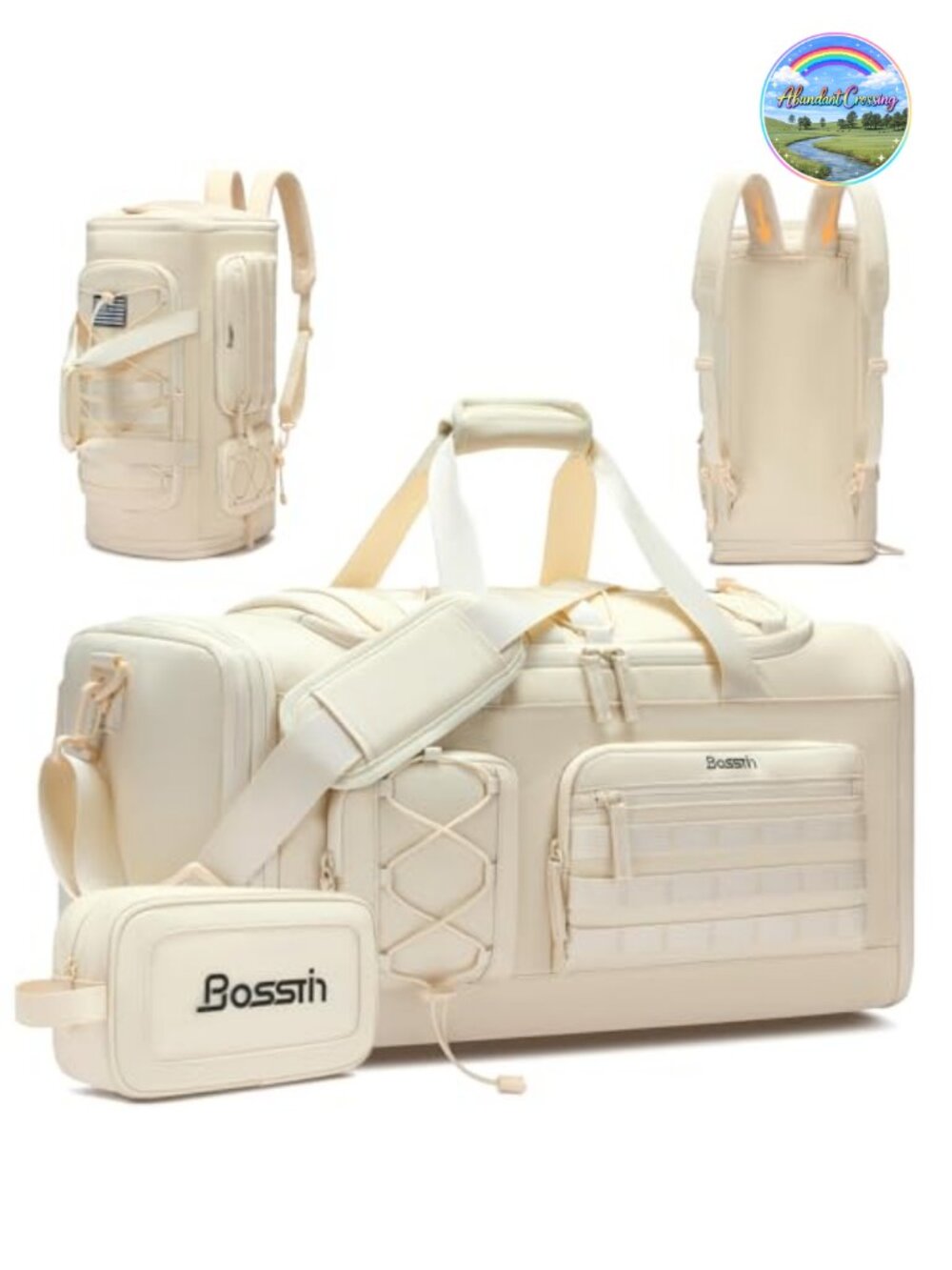Expandable 45L Gym Bag Water Resistant Nylon Travel Duffle with Shoe Compartment